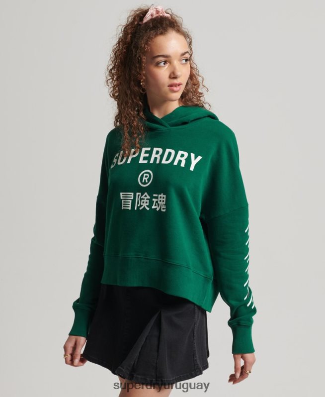 uy Superdry mujer sudadera corta deportiva con capucha verde DT2N8Z6087 ropa