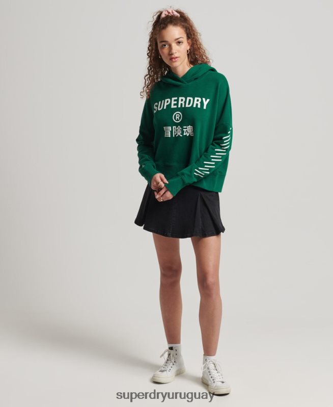 uy Superdry mujer sudadera corta deportiva con capucha verde DT2N8Z6087 ropa