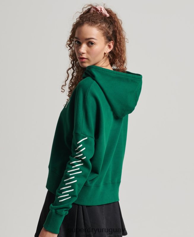 uy Superdry mujer sudadera corta deportiva con capucha verde DT2N8Z6087 ropa