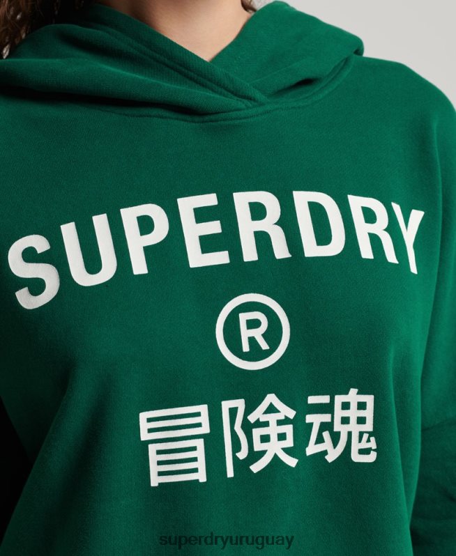 uy Superdry mujer sudadera corta deportiva con capucha verde DT2N8Z6087 ropa