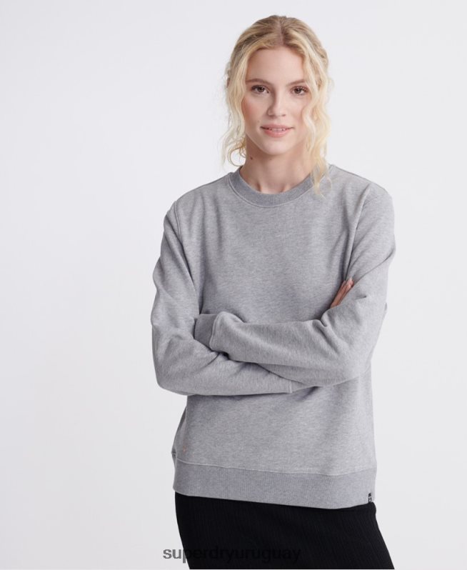 uy Superdry mujer sudadera de algodón orgánico con etiqueta estándar gris DT2N8Z3487 ropa