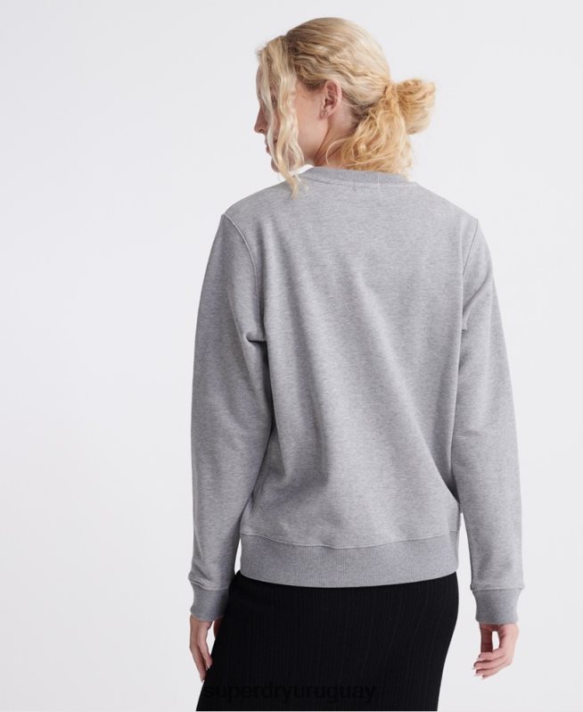 uy Superdry mujer sudadera de algodón orgánico con etiqueta estándar gris DT2N8Z3487 ropa