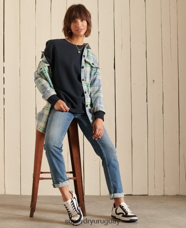 uy Superdry mujer sudadera de algodón orgánico con logo vintage Armada DT2N8Z6017 ropa