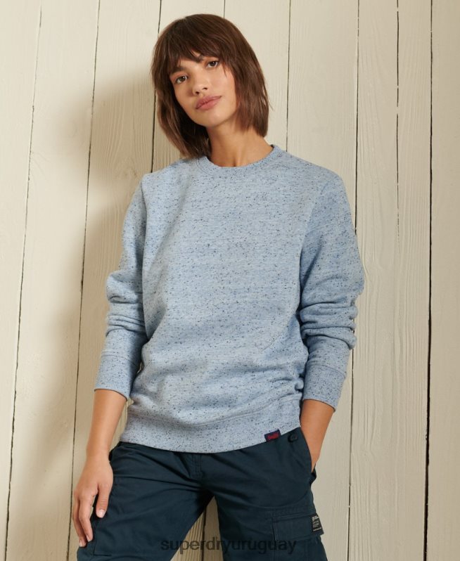 uy Superdry mujer sudadera de algodón orgánico con logo vintage azul claro DT2N8Z5831 ropa