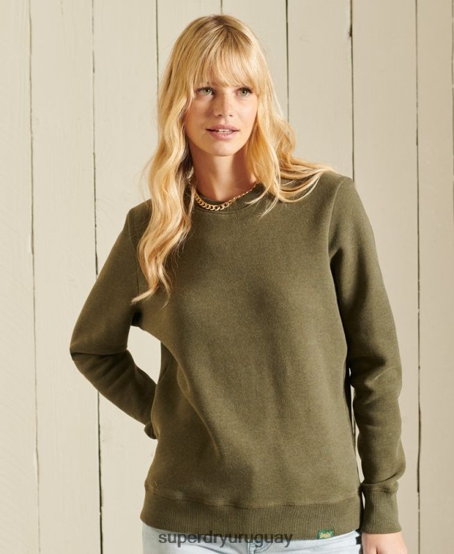 uy Superdry mujer sudadera de algodón orgánico con logo vintage caqui DT2N8Z3494 ropa
