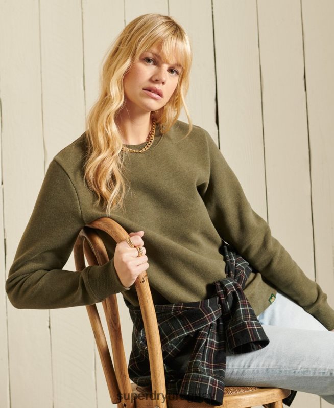 uy Superdry mujer sudadera de algodón orgánico con logo vintage caqui DT2N8Z3494 ropa