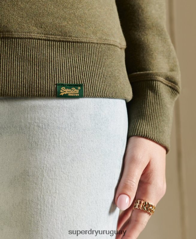 uy Superdry mujer sudadera de algodón orgánico con logo vintage caqui DT2N8Z3494 ropa