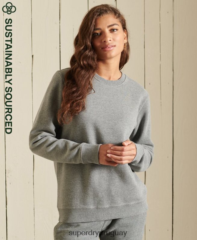 uy Superdry mujer sudadera de algodón orgánico con logo vintage gris DT2N8Z5798 ropa