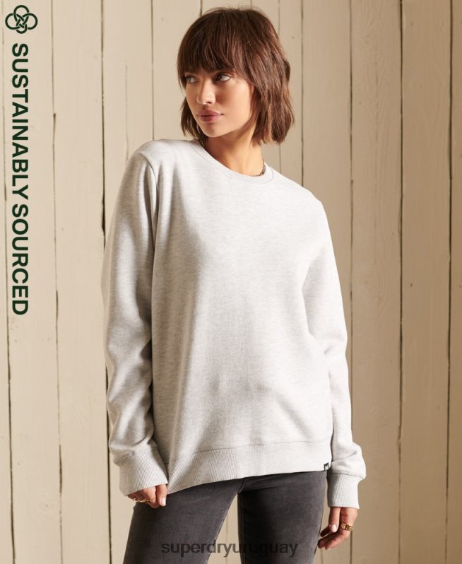 uy Superdry mujer sudadera de algodón orgánico con logo vintage gris claro DT2N8Z5800 ropa