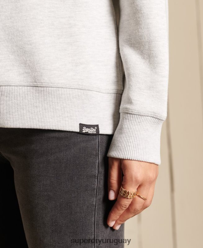 uy Superdry mujer sudadera de algodón orgánico con logo vintage gris claro DT2N8Z5800 ropa