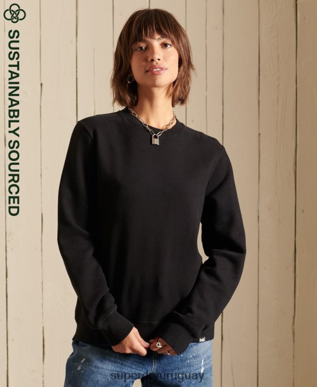 uy Superdry mujer sudadera de algodón orgánico con logo vintage negro DT2N8Z5814 ropa