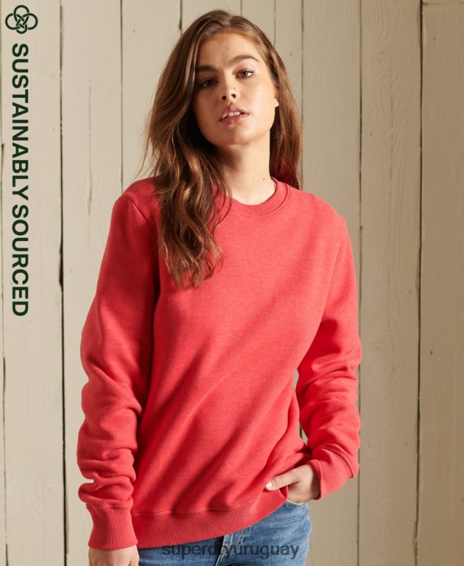 uy Superdry mujer sudadera de algodón orgánico con logo vintage rojo DT2N8Z5940 ropa