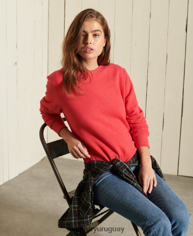 uy Superdry mujer sudadera de algodón orgánico con logo vintage rojo DT2N8Z5940 ropa