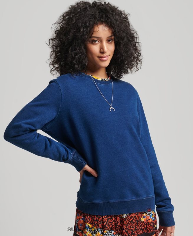 uy Superdry mujer sudadera de algodón orgánico con logo vintage turquesa DT2N8Z6158 ropa