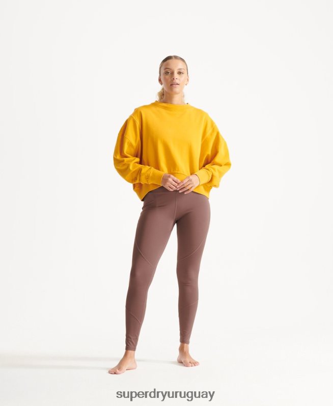 uy Superdry mujer sudadera de algodón orgánico flexible con cuello redondo amarillo DT2N8Z5830 ropa