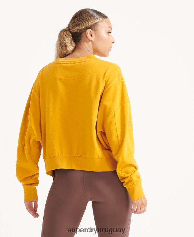 uy Superdry mujer sudadera de algodón orgánico flexible con cuello redondo amarillo DT2N8Z5830 ropa