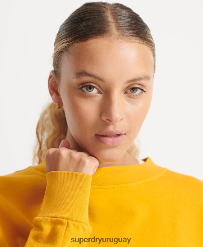 uy Superdry mujer sudadera de algodón orgánico flexible con cuello redondo amarillo DT2N8Z5830 ropa