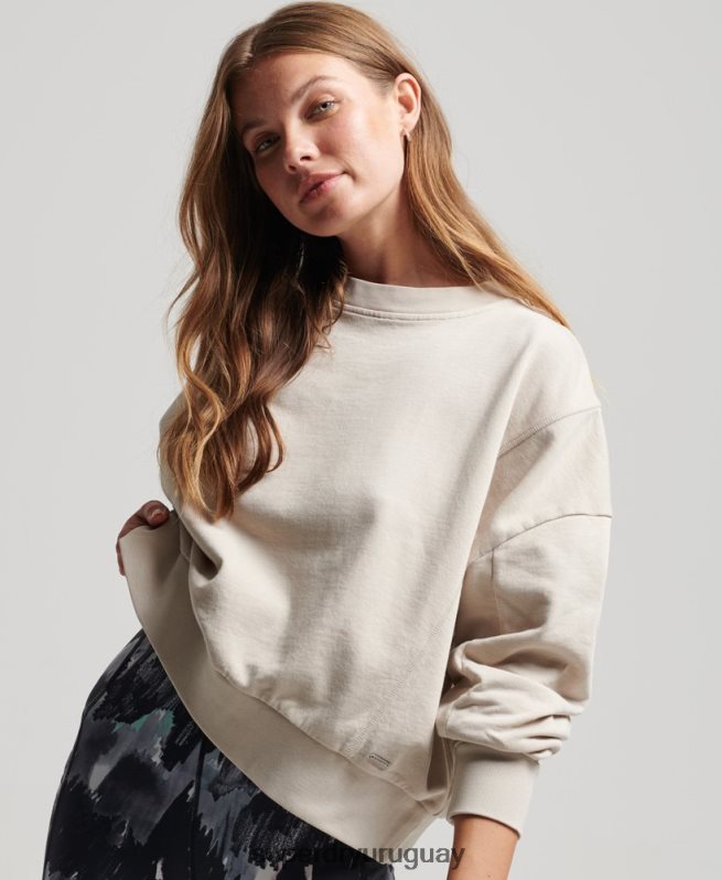 uy Superdry mujer sudadera de algodón orgánico flexible con cuello redondo beige DT2N8Z5924 ropa