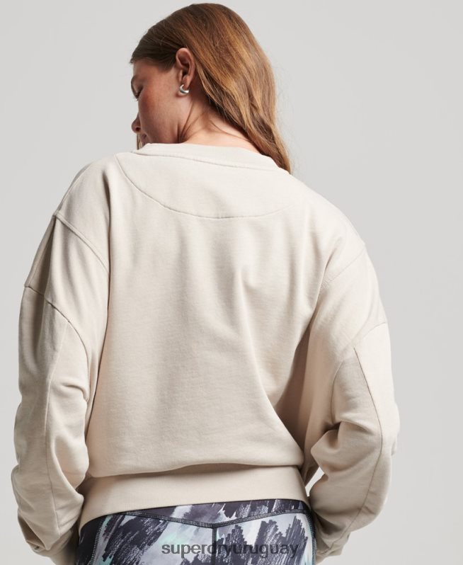 uy Superdry mujer sudadera de algodón orgánico flexible con cuello redondo beige DT2N8Z5924 ropa