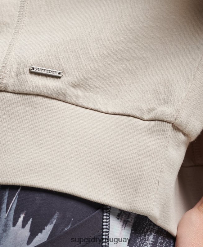 uy Superdry mujer sudadera de algodón orgánico flexible con cuello redondo beige DT2N8Z5924 ropa