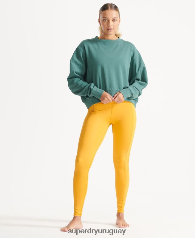 uy Superdry mujer sudadera de algodón orgánico flexible con cuello redondo verde DT2N8Z5806 ropa