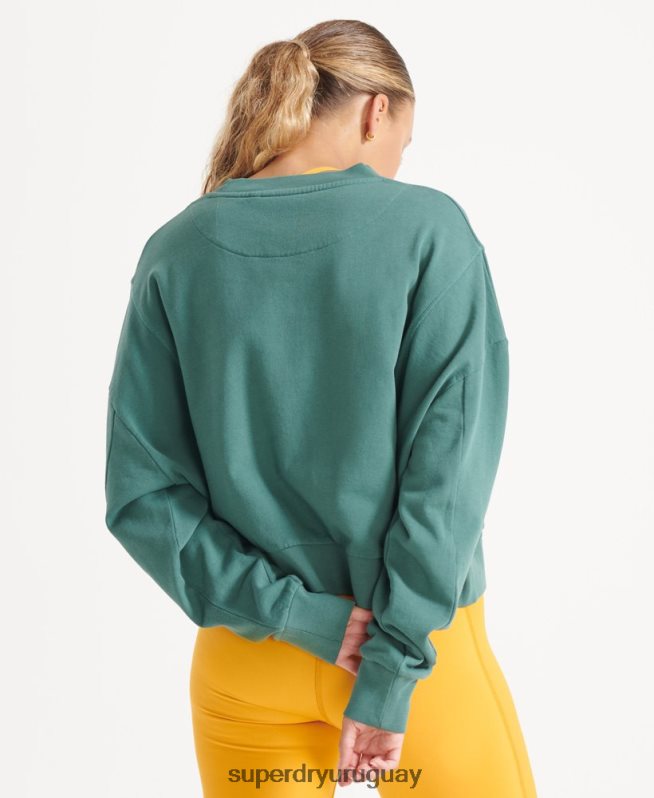 uy Superdry mujer sudadera de algodón orgánico flexible con cuello redondo verde DT2N8Z5806 ropa