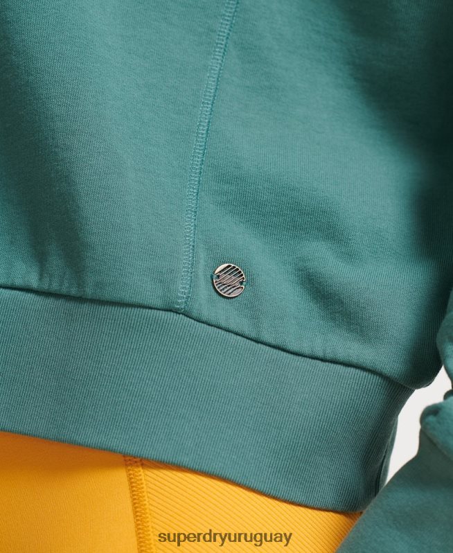 uy Superdry mujer sudadera de algodón orgánico flexible con cuello redondo verde DT2N8Z5806 ropa