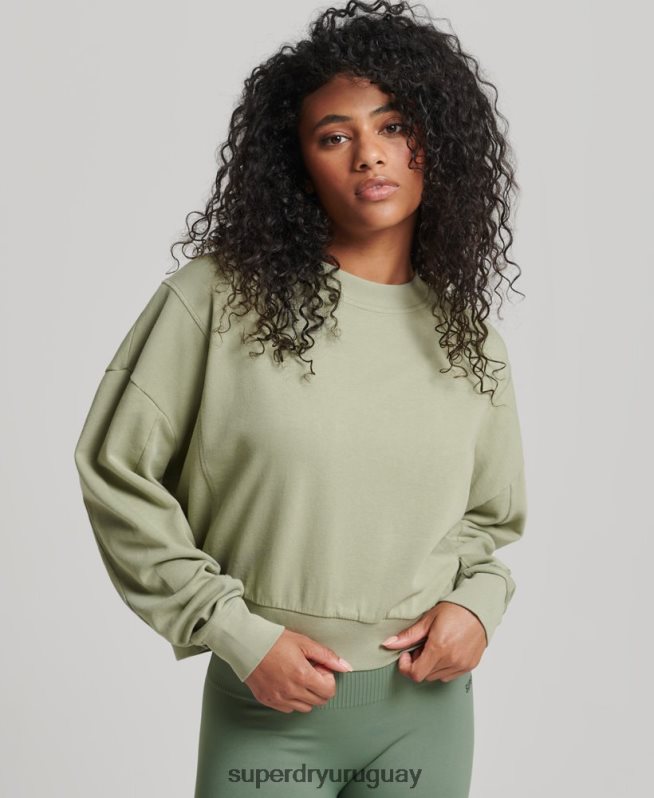 uy Superdry mujer sudadera de algodón orgánico flexible con cuello redondo verde DT2N8Z6031 ropa
