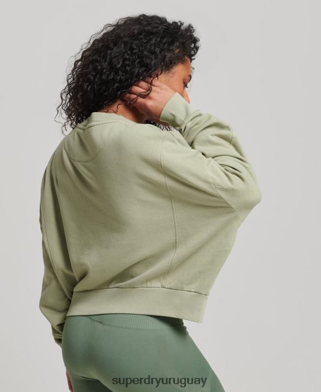 uy Superdry mujer sudadera de algodón orgánico flexible con cuello redondo verde DT2N8Z6031 ropa