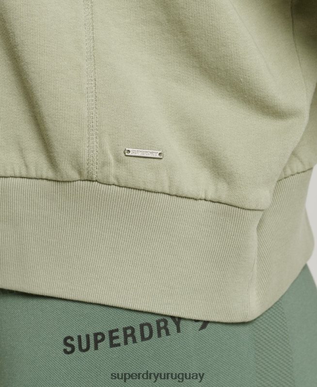 uy Superdry mujer sudadera de algodón orgánico flexible con cuello redondo verde DT2N8Z6031 ropa