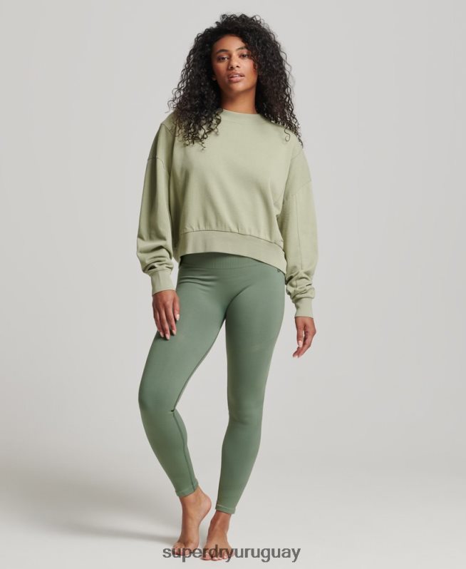 uy Superdry mujer sudadera de algodón orgánico flexible con cuello redondo verde DT2N8Z6031 ropa