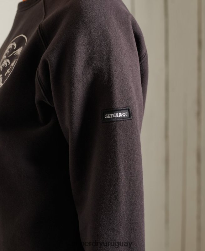 uy Superdry mujer sudadera de banda bohemia negro DT2N8Z6118 ropa