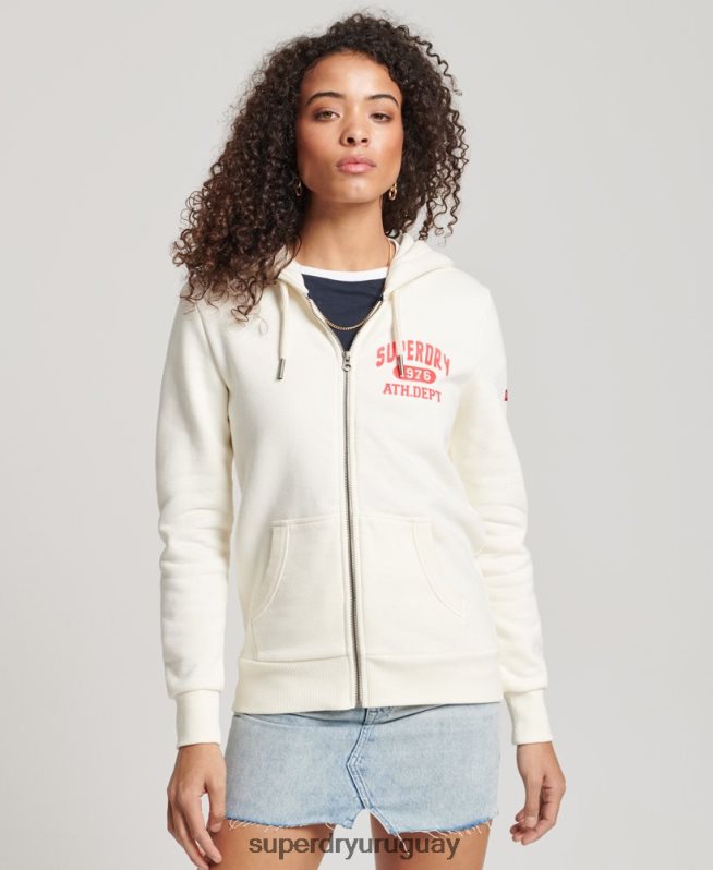 uy Superdry mujer sudadera deportiva vintage con cremallera blanco DT2N8Z2251 ropa