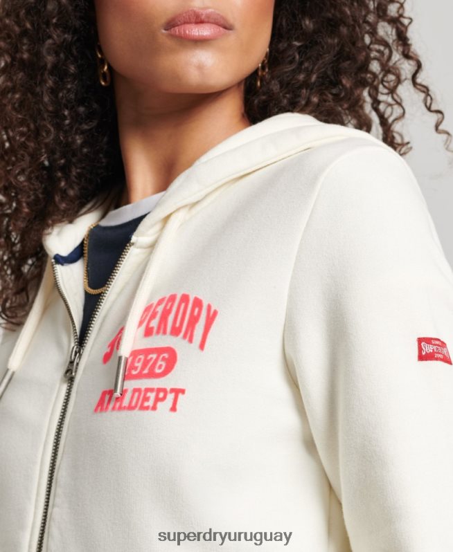 uy Superdry mujer sudadera deportiva vintage con cremallera blanco DT2N8Z2251 ropa