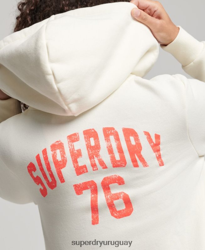 uy Superdry mujer sudadera deportiva vintage con cremallera blanco DT2N8Z2251 ropa