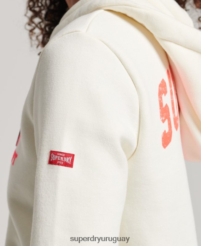 uy Superdry mujer sudadera deportiva vintage con cremallera blanco DT2N8Z2251 ropa