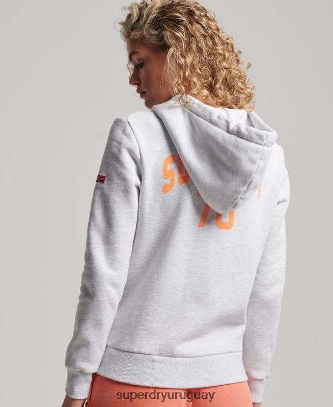 uy Superdry mujer sudadera deportiva vintage con cremallera gris claro DT2N8Z2262 ropa