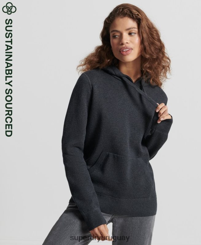 uy Superdry mujer sudadera esencial de algodón orgánico con capucha de algodón orgánico negro DT2N8Z6686 ropa