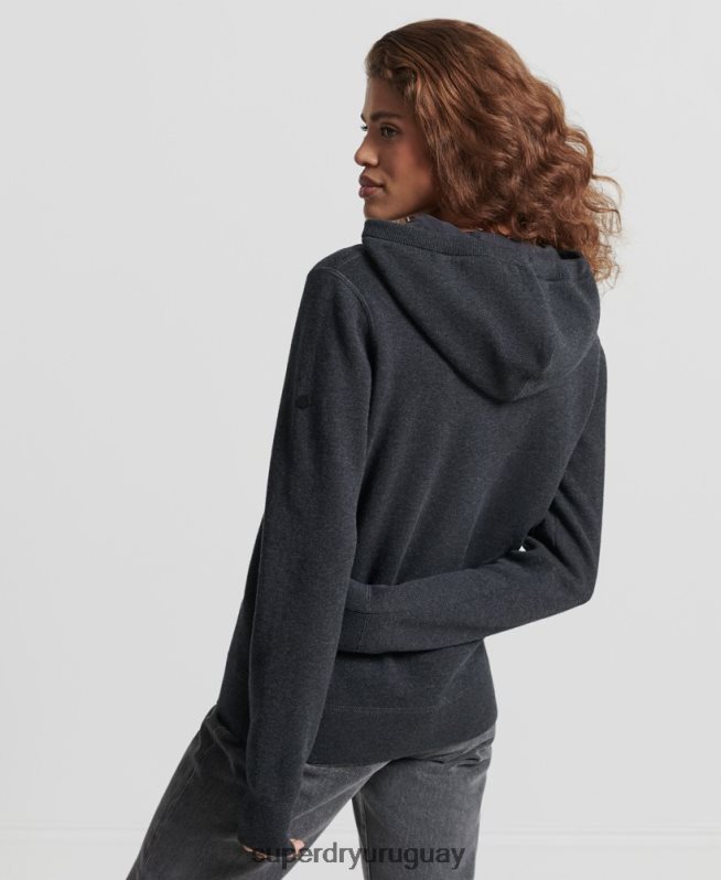 uy Superdry mujer sudadera esencial de algodón orgánico con capucha de algodón orgánico negro DT2N8Z6686 ropa
