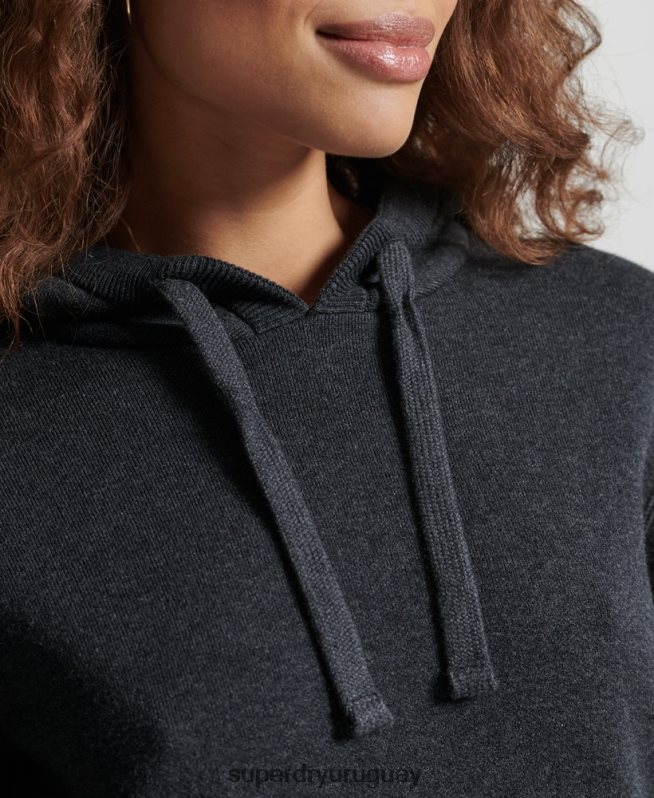 uy Superdry mujer sudadera esencial de algodón orgánico con capucha de algodón orgánico negro DT2N8Z6686 ropa