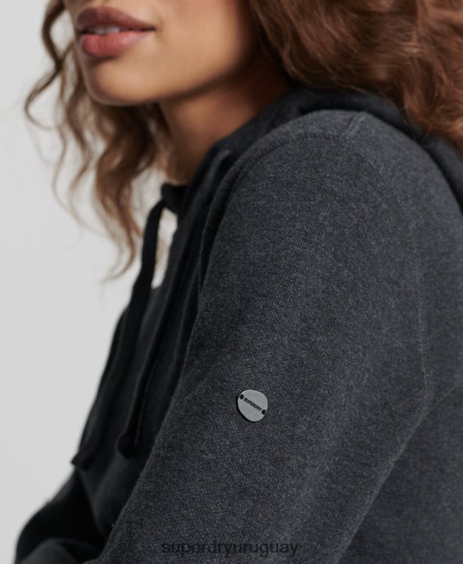 uy Superdry mujer sudadera esencial de algodón orgánico con capucha de algodón orgánico negro DT2N8Z6686 ropa