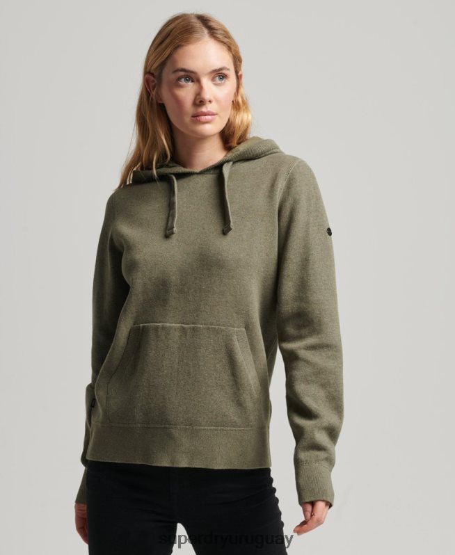 uy Superdry mujer sudadera esencial de algodón orgánico con capucha de algodón orgánico verde DT2N8Z6757 ropa