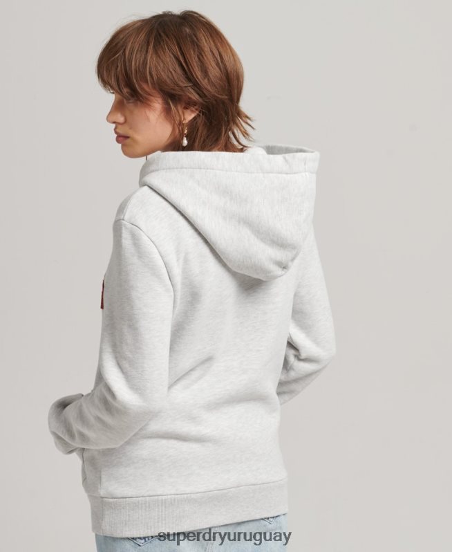 uy Superdry mujer sudadera estilo universitario con capucha gris claro DT2N8Z3443 ropa