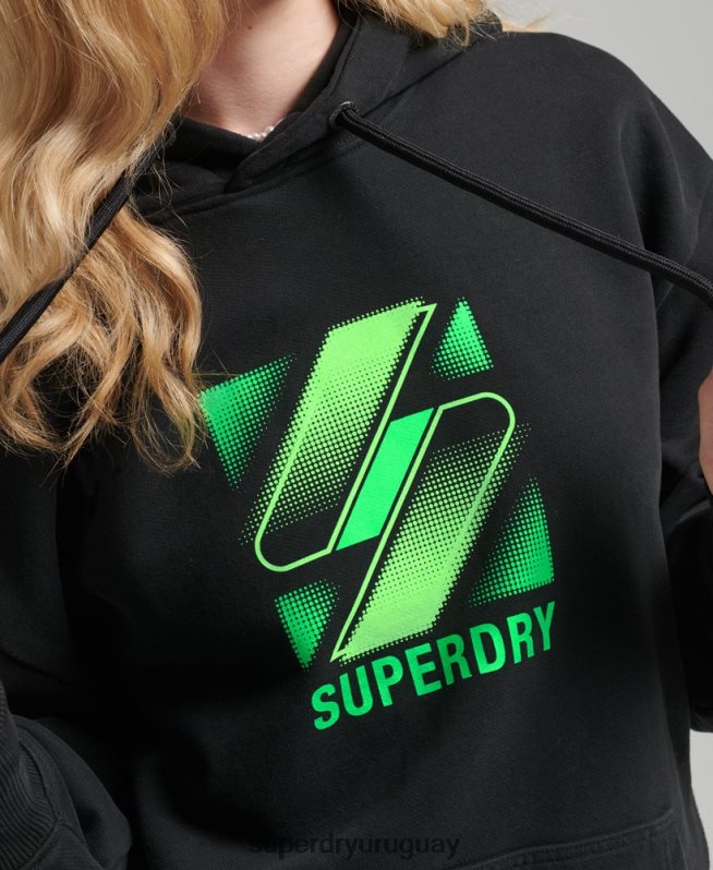 uy Superdry mujer sudadera extragrande con capucha y logo de medio tono negro DT2N8Z5923 ropa