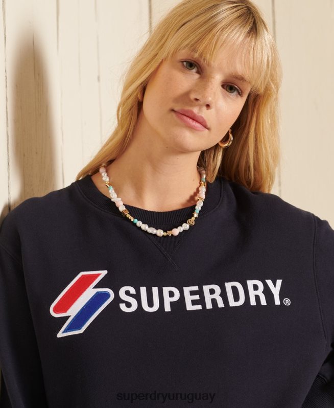 uy Superdry mujer sudadera extragrande con cuello redondo y aplique Code Armada DT2N8Z5962 ropa