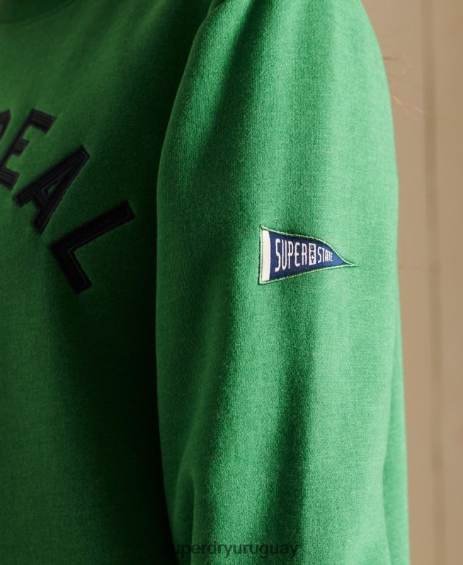 uy Superdry mujer sudadera extragrande con cuello redondo y logo vintage verde DT2N8Z6142 ropa