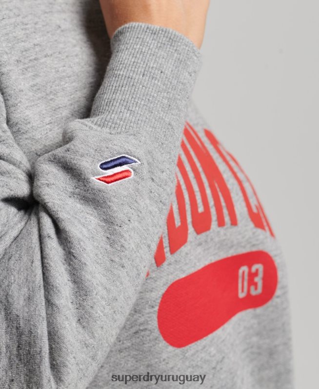 uy Superdry mujer sudadera extragrande con gráfico universitario gris claro DT2N8Z6163 ropa