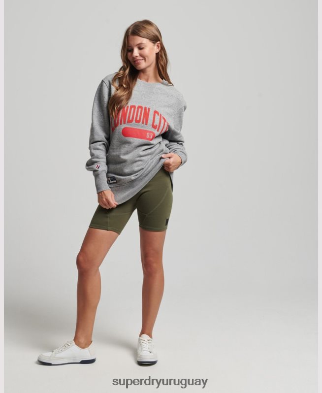 uy Superdry mujer sudadera extragrande con gráfico universitario gris claro DT2N8Z6163 ropa