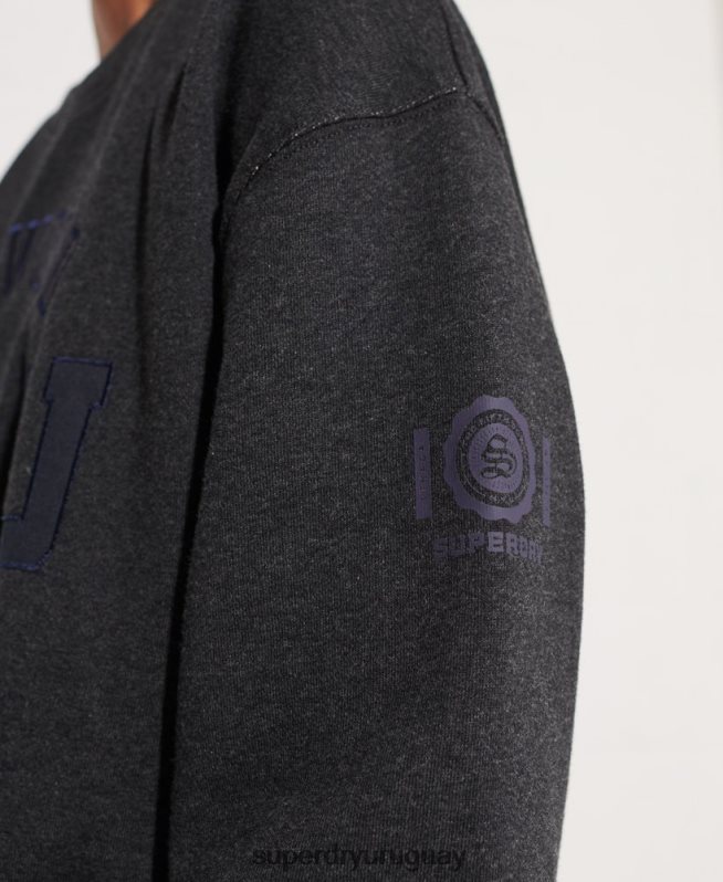 uy Superdry mujer sudadera extragrande con gráfico universitario gris oscuro DT2N8Z6138 ropa