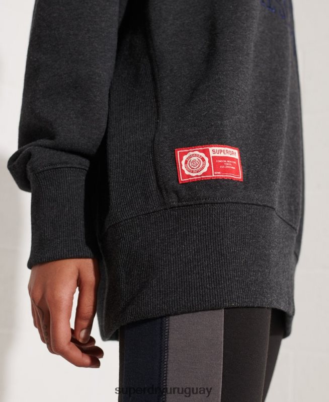 uy Superdry mujer sudadera extragrande con gráfico universitario gris oscuro DT2N8Z6138 ropa